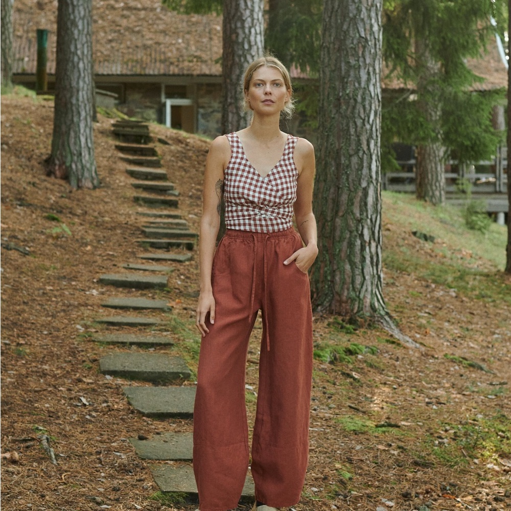 Linenfox Zoya barrel-leg linen pants XS